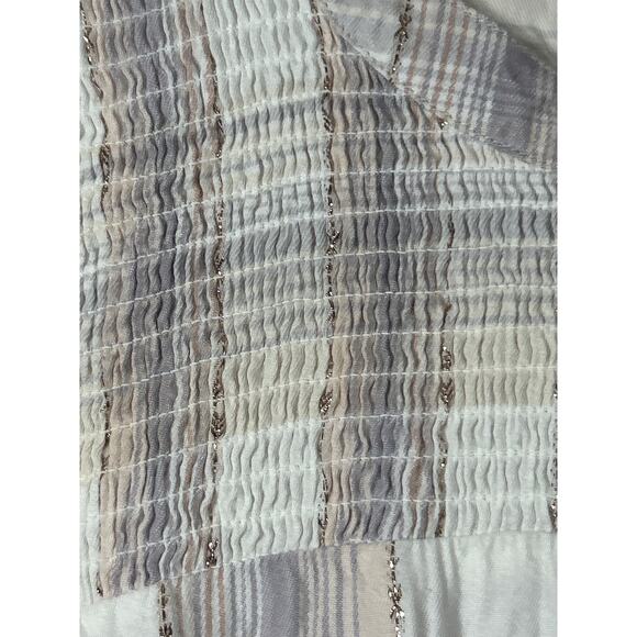Lane Bryant Peasant Top 20 Pastel Plaid Gold Sparkle Smocked - Picture 6 of 12